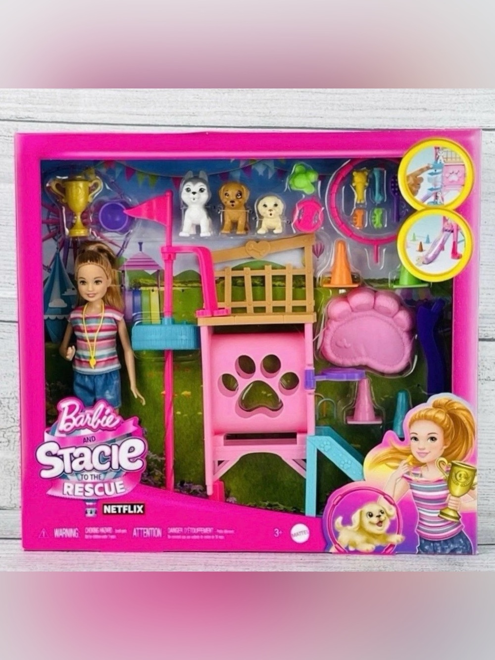Barbie and Stacie to The Rescue Puppy Obstacle Course with Doll 20 Piece Playset